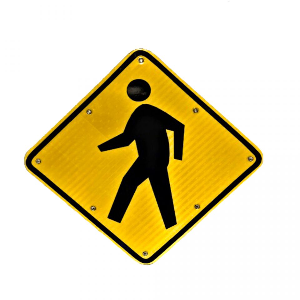 24" Solar Powered Flashing Crosswalk Sign for Safety