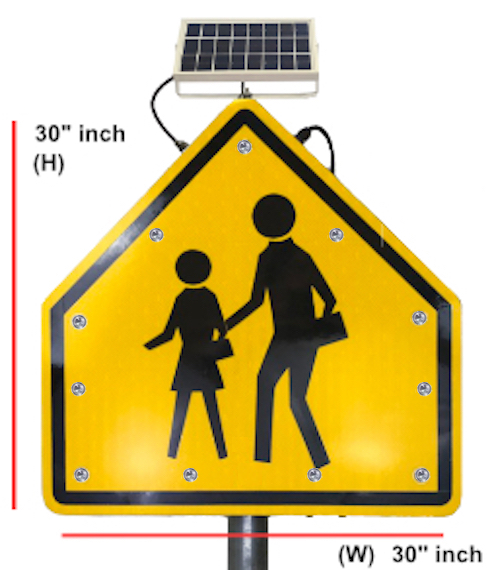 30" LED Flashing School Crossing Sign for Safety