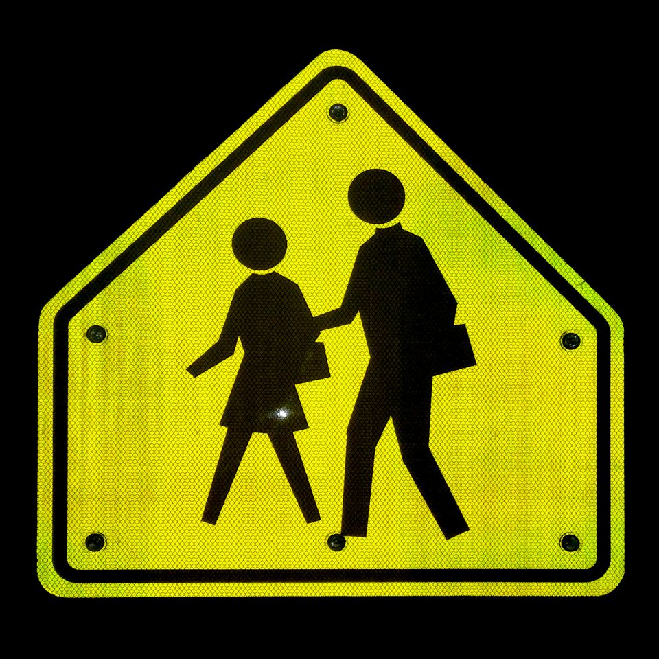 24" LED Flashing School Crossing Sign for Safety