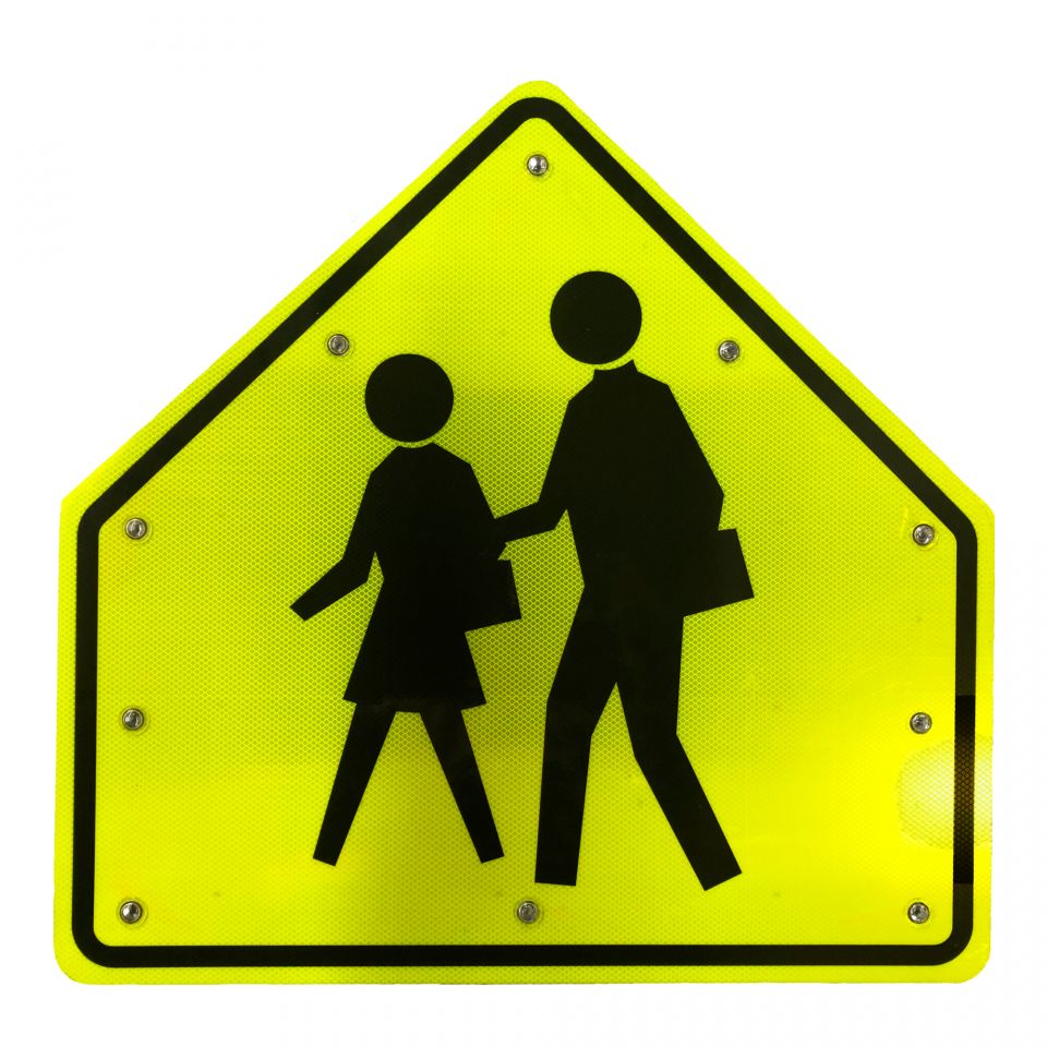 30" LED Flashing School Crossing Sign for Safety