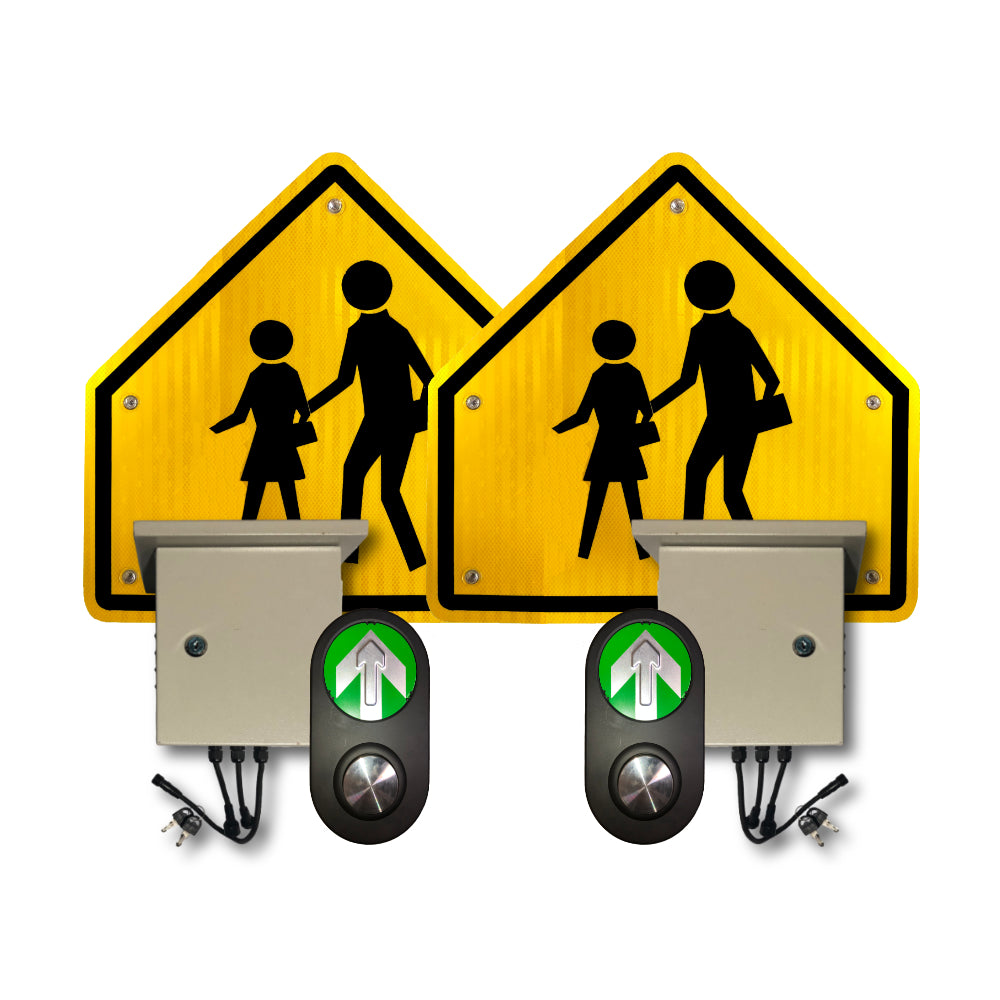 24" Push Button LED Flashing School Crossing System