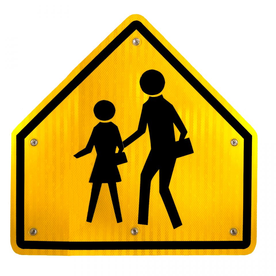 24" LED Flashing School Crossing Sign for Safety
