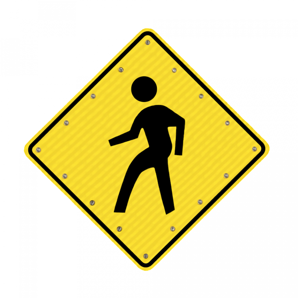 30" Solar Powered Flashing Crosswalk Sign for Safety