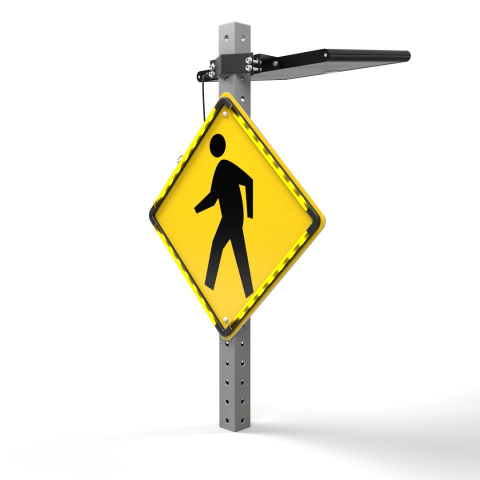 30" Solar Flashing LED Diamond Retrofit Kit for Traffic Safety Signs