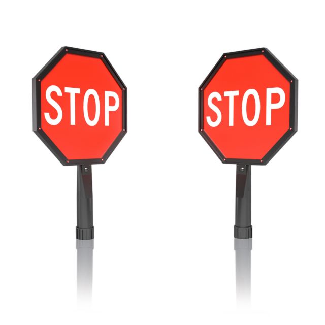 Bundle of 5 - Stop/Stop 12" Flashing Hand Held Dual Sign Paddle