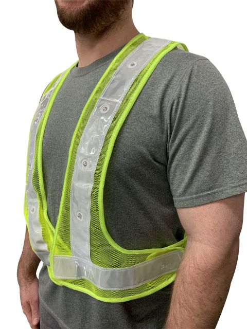 LED Flashing Polyester Vest with Hi-Vis Reflective Tape and Velcro Closure