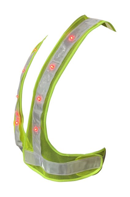 LED Flashing Polyester Vest with Hi-Vis Reflective Tape and Velcro Closure