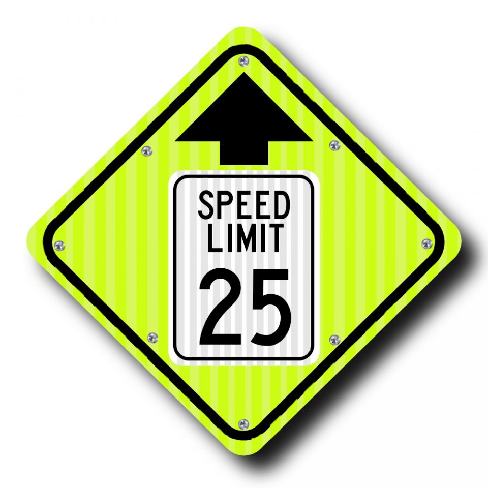 30" Solar Flashing Reduced Speed Ahead Sign