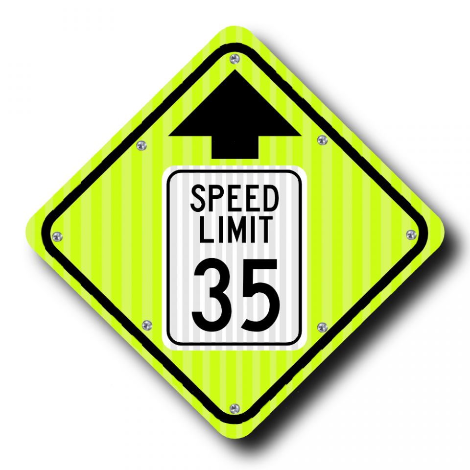 36" Solar Flashing Reduced Speed Ahead Sign