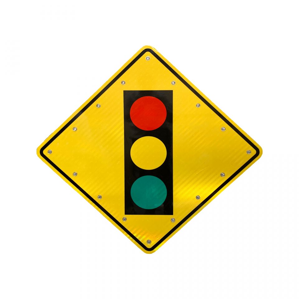 24" Solar Flashing Signal Ahead Sign for Traffic Safety