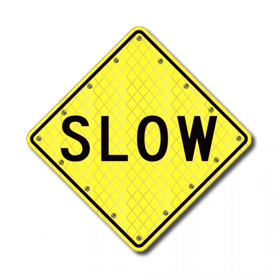 36" Solar Flashing Slow Sign for Traffic Safety