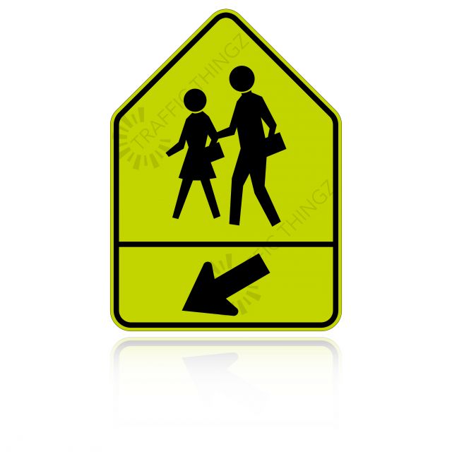 MUTCD SW24-2 School Crossing with Arrow