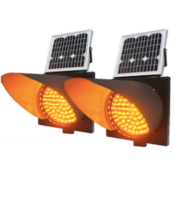 Double 8" Solar LED Flashing Warning Beacon