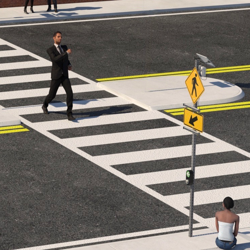 Single Solar Horizontal Rapid Flashing Beacon with Push Button Activation - RRFB