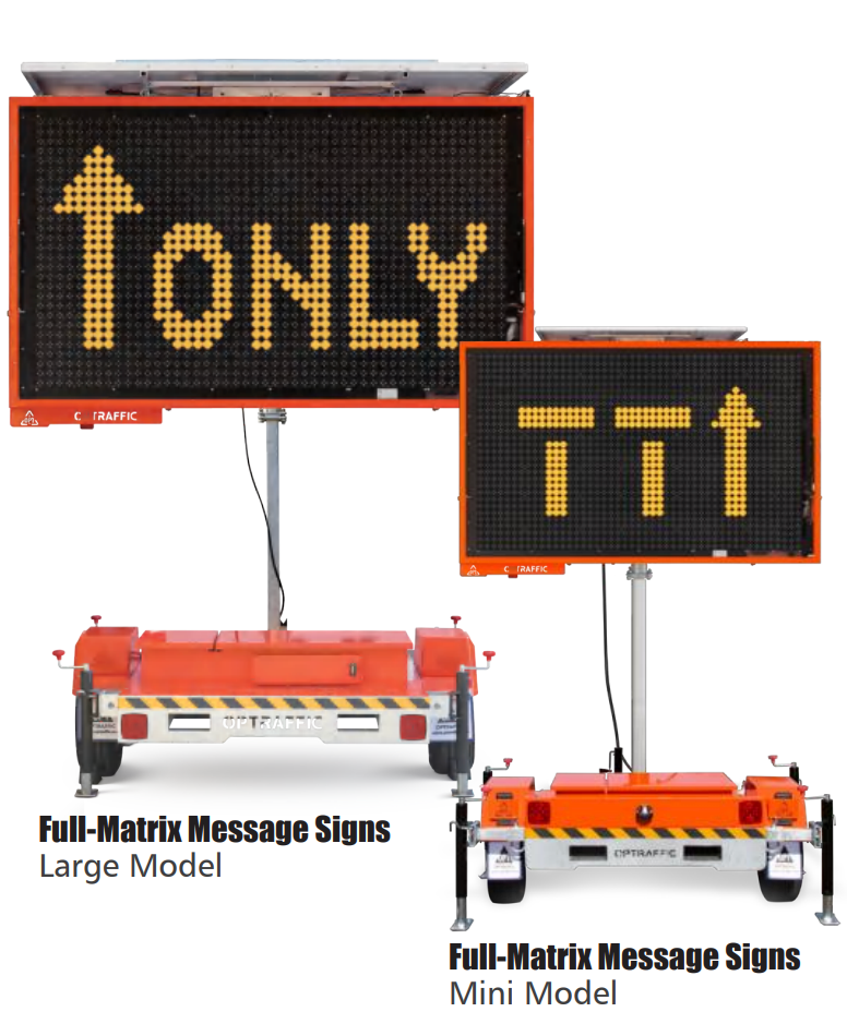 X-Large OPTRAFFIC Solar Powered Full Matrix Sign Trailer