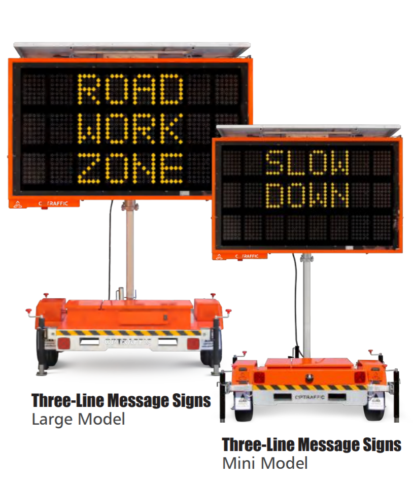Medium OPTRAFFIC Three Line Message Sign Trailer