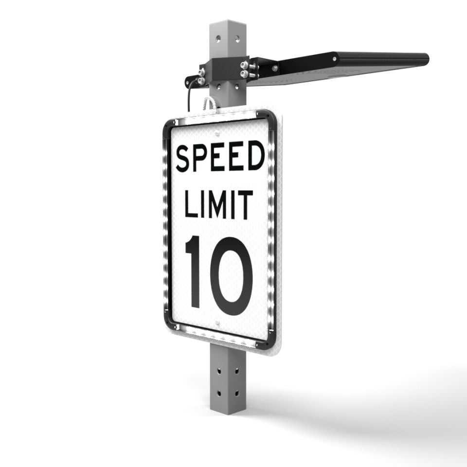Helios Series 24"x30" Solar Powered Flashing MPH Speed Limit Sign