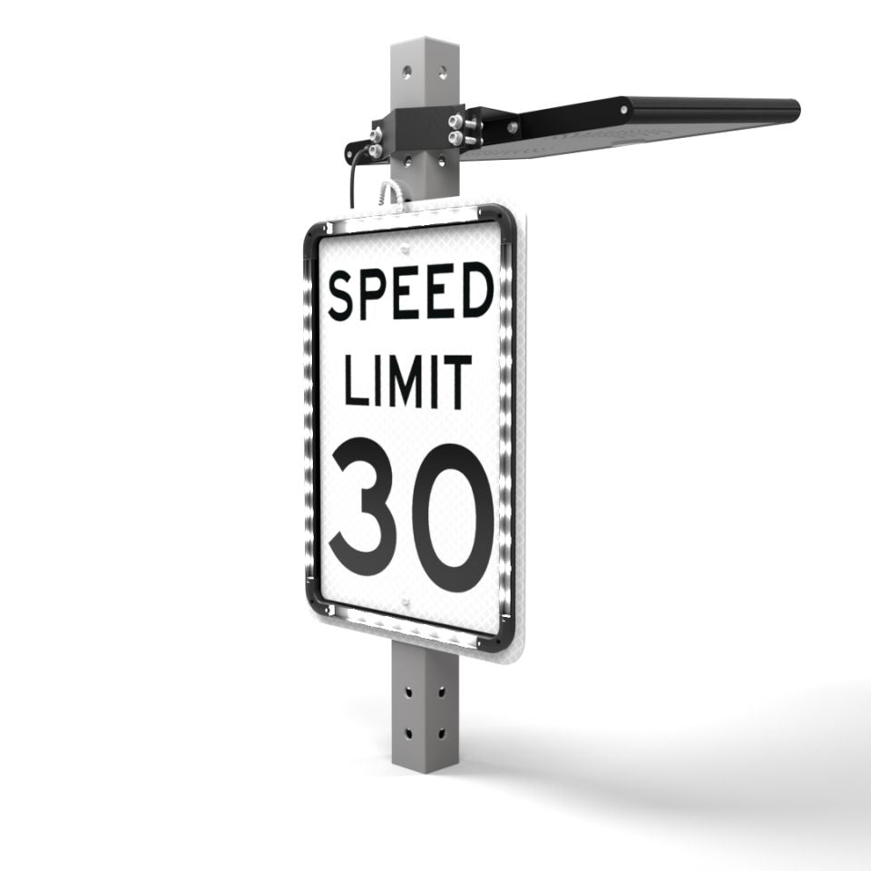 Helios Series 18"x24" Solar Powered Flashing MPH Speed Limit Sign