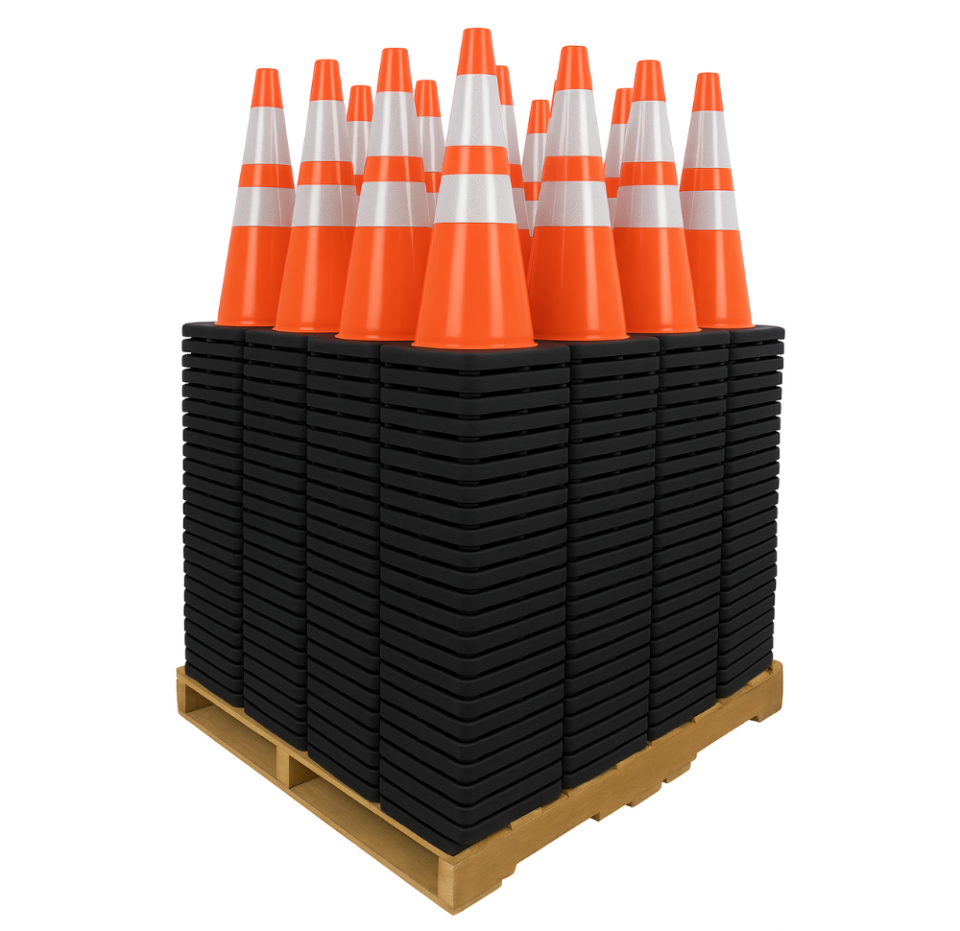 Bulk Pallet Pricing 28" Orange Traffic Parking Cone with Black 7lbs. Base