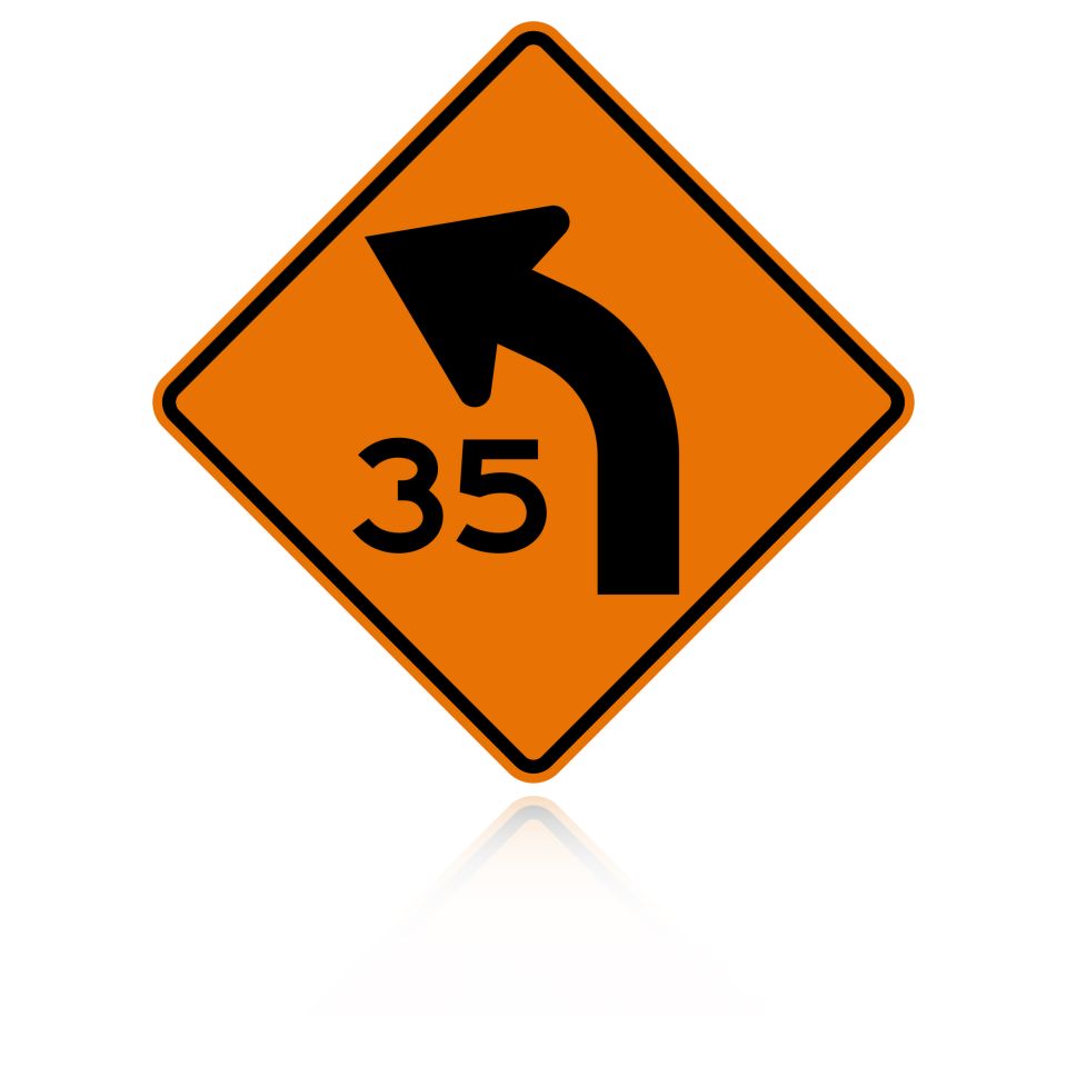 MUTCD W1-2aL Advisory Speed Limit Left