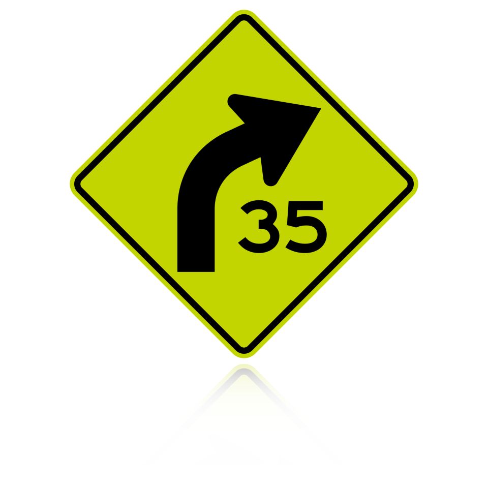 MUTCD W1-2aR Advisory Speed Limit Right