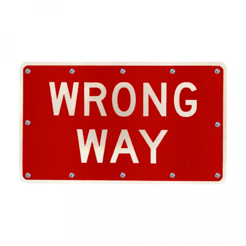 30" x 18" Solar Flashing Wrong Way Sign