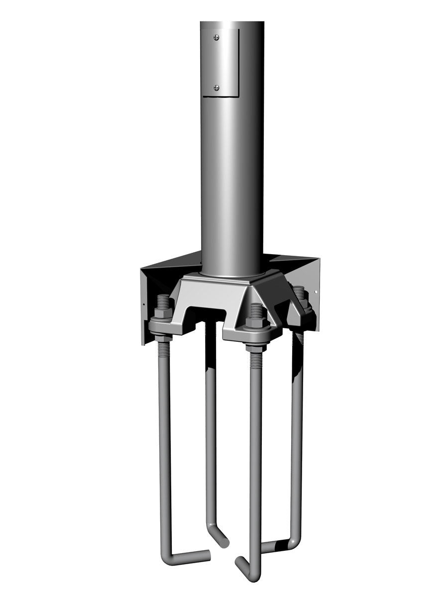 20' Tall x 5.0" OD x 0.188" Thick, Round Straight Aluminum, Anchor Base Light Pole