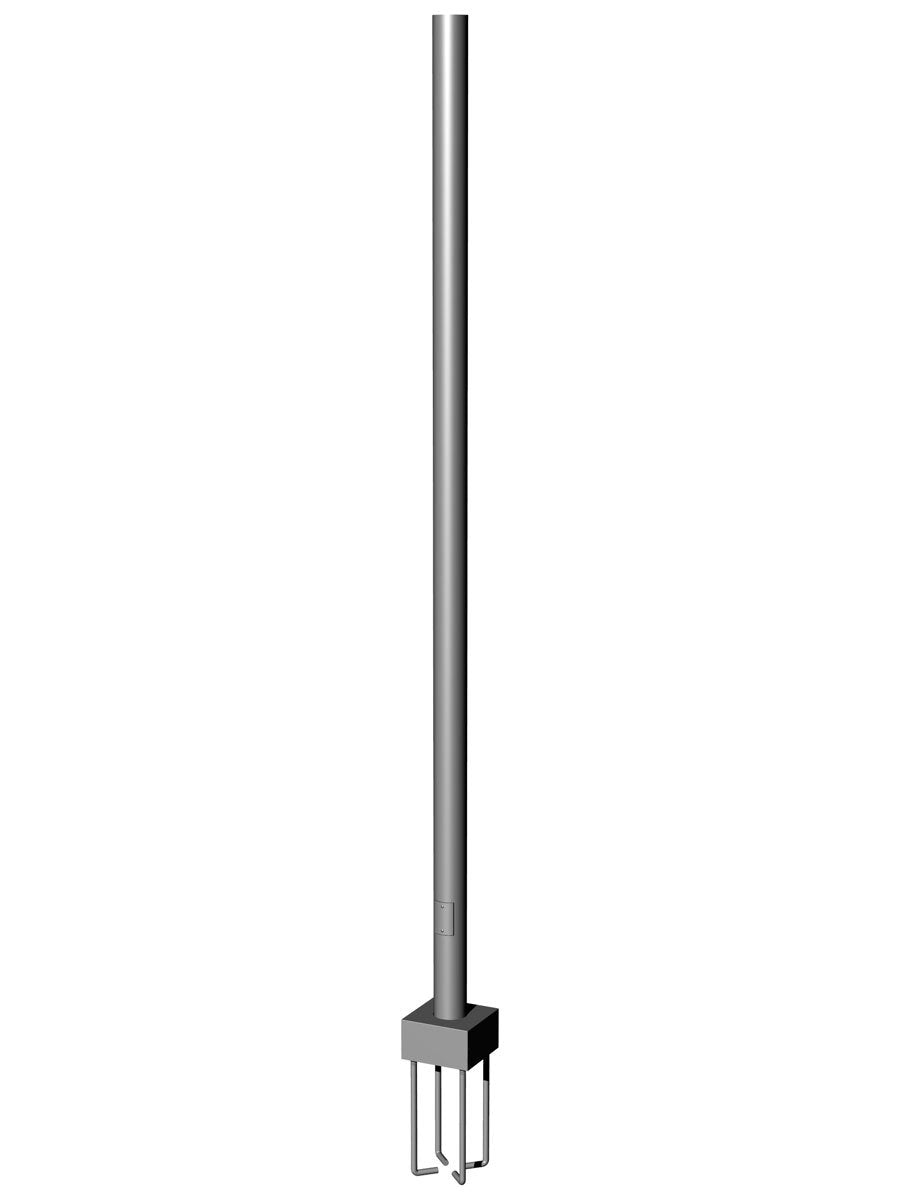 15' Tall x 5.0" OD x 0.188" Thick, Round Straight Aluminum, Anchor Base Light Pole