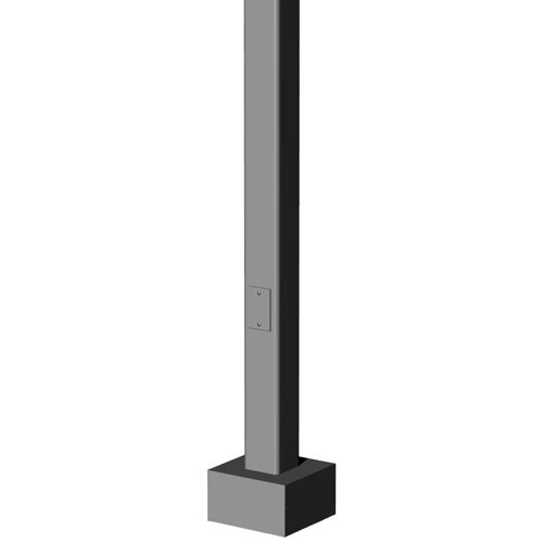 15' Tall x 5.0" OD x 0.188" Thick, Square Straight Aluminum, Anchor Base Light Pole