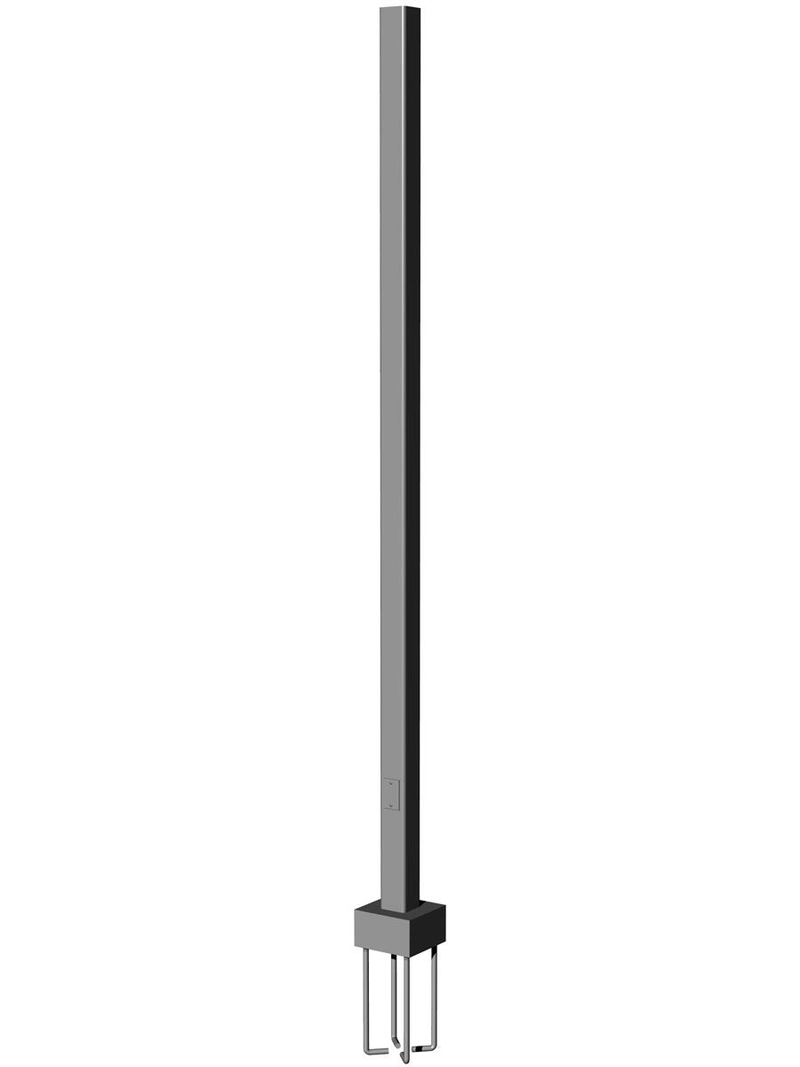 15' Tall x 4.0" OD x 0.125" Thick, Square Straight Aluminum, Anchor Base Light Pole